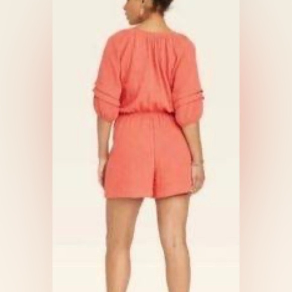Knox Rose Womens Romper Large Keyhole Orange/Tie dye Size:XL - Picture 5 of 6